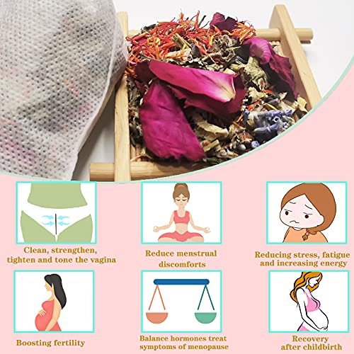 Yoni Steam Kräuter für Frauen pH-Gleichgewicht, natürliche feminine Vaginalkräuter Reinigung und Verjüngung, Kräutermischung, 7 Filterbeutel Vaginalkräuter