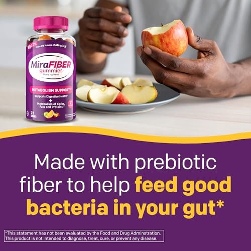 MiraFIBER Gummies – Ballaststoff-Gummibärchen von den Machern von MiraLAX, 8 g pro Portion, zur Unterstützung Ihrer GLP-1-Reise, für Männer & Frauen, präbiotisch, gemischter Fruchtgeschmack, 72 Stück