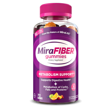 MiraFIBER Gummies – Ballaststoff-Gummibärchen von den Machern von MiraLAX, 8 g pro Portion, zur Unterstützung Ihrer GLP-1-Reise, für Männer & Frauen, präbiotisch, gemischter Fruchtgeschmack, 72 Stück