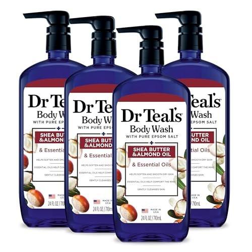 Dr Teal's Duschgel mit reinem Bittersalz, Sheabutter & Mandelöl, 24 Fl Oz (4er-Pack)