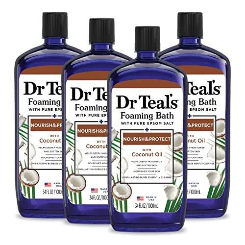 Dr Teal's Schaumbad mit reinem Bittersalz, Pflegen & Schützen mit Kokosöl, 34 fl oz (4er-Pack)