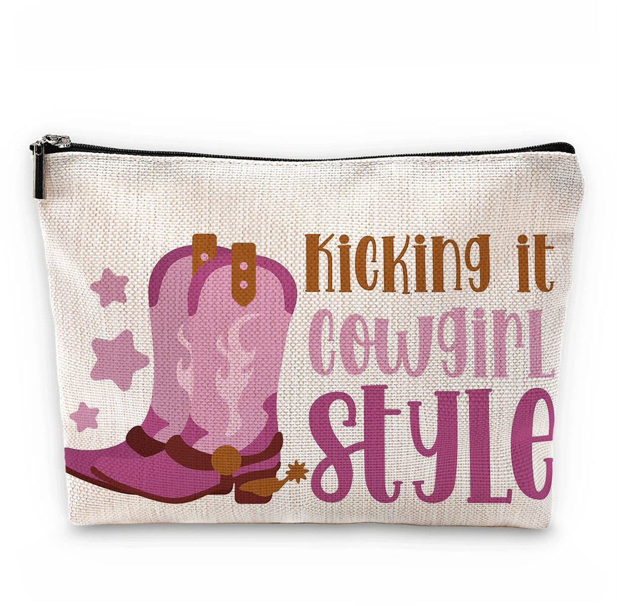 Sufamb Kicking It Cowgirl Style Hot Pink Boot Makeup Bag – Westliche Country Kosmetiktasche für Frauen, Weihnachts- und Geburtstagsgeschenke für Teens