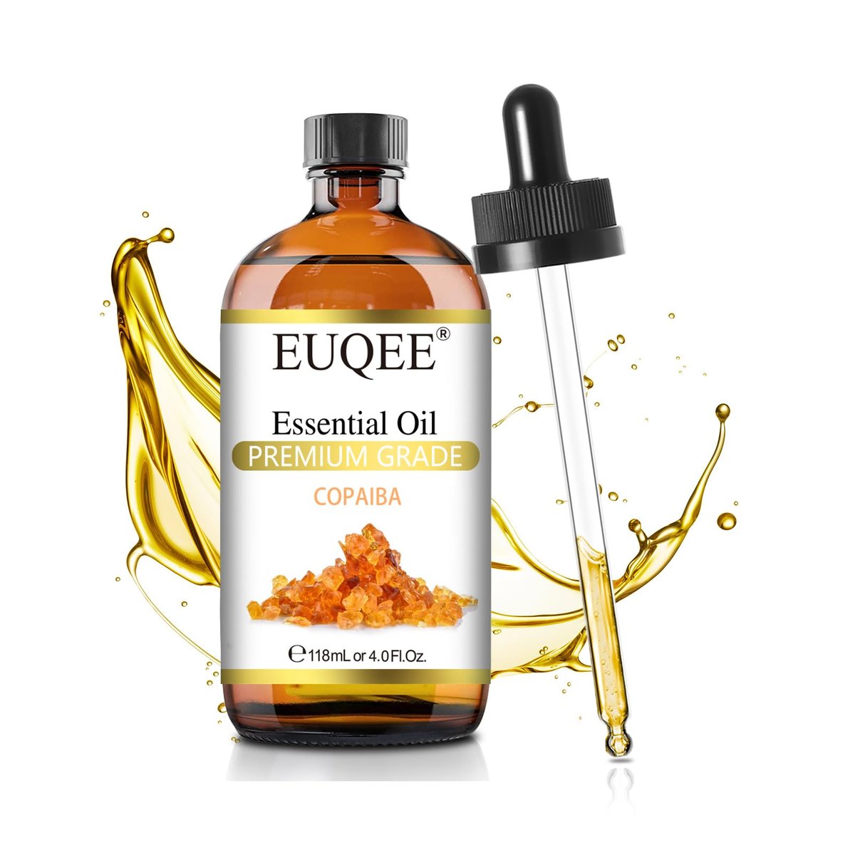 EUQEE Copaiba Öl 118 ml – Reines Copaiba ätherisches Öl mit Pipette für Diffuser, DIY Seife, Kerzenherstellung, Aromatherapie (4 fl oz)