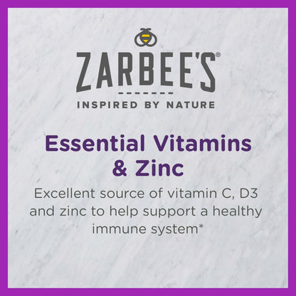 Zarbee's Kinder Immununterstützung mit Vitamin C, D & Zink – tägliche Immunvitamine für Kinder ab 4 Jahren, natürlicher tropischer Fruchtgeschmack, 28 Kautabletten