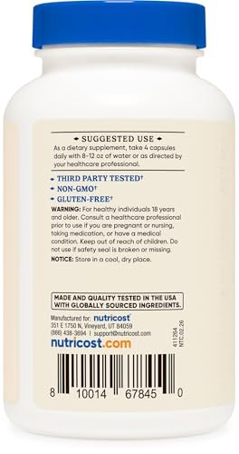 Nutricost Grass Fed Dörrobst Rinderleber Kapseln 3000mg (750mg pro Kapsel), 120 Kapseln - Ohne Hormone, Non-GMO, Glutenfrei, Weidehaltung, Freilandhaltung
