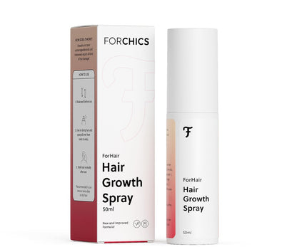 ForChics Haarwuchs Serum für Frauen – Ergebnisse in 4 Wochen – Hormonfreie Haarwuchsbehandlung gegen ausdünnendes Haar – Schnell einziehendes, nicht fettendes Kopfhautspray 50 ml