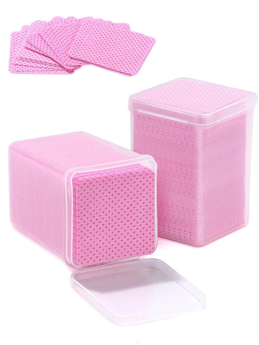 TEOYALL Fusselfreie Nageltücher, 400 Stück Vlies-Nagelreinigungspads Pink, Wimpernverlängerung Kleber Reinigungstücher, Salonbedarf