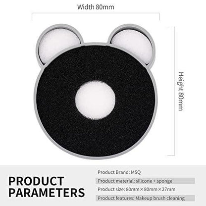 MSQ Makeup Pinsel Reinigungsmatte mit Farbreinigungsschwamm 2-in-1 Design Silikon Reiniger Pad für Trockene und Nasse Reinigung Pinsel Entfernt Schattenfarbe (1 Stück)