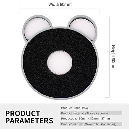MSQ Makeup Pinsel Reinigungsmatte mit Farbreinigungsschwamm 2-in-1 Design Silikon Reiniger Pad für Trockene und Nasse Reinigung Pinsel Entfernt Schattenfarbe (1 Stück)