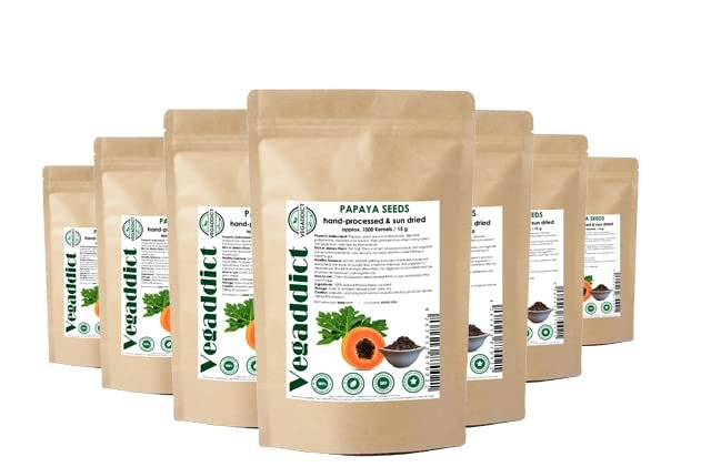 100 % natürliche sonnengetrocknete Papayasamen | Hoher Papain- & Carpain-Gehalt | Ohne Zusätze | Vegan | Laborgeprüft | Gluten- & laktosefrei | Ethisch bezogen | (ca. 1000 Samen)