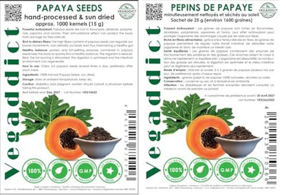 100 % natürliche sonnengetrocknete Papayasamen | Hoher Papain- & Carpain-Gehalt | Ohne Zusätze | Vegan | Laborgeprüft | Gluten- & laktosefrei | Ethisch bezogen | (ca. 1000 Samen)