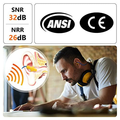 Dison 100 Paar Silikon Ohrstöpsel, 32dB Kabelgebundene Wiederverwendbare Ohrstöpsel für Gehörschutz, Lärmminderung für Schießstand, Arbeit, Reisen