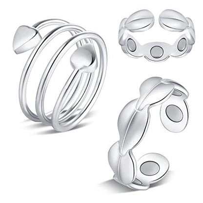 Feraco 2 Stück Kupferringe für Frauen, 99,99 % reines Kupfer Magnetischer Daumenring mit Magnet, Lymphatischer Schmuck Geschenk für Damen