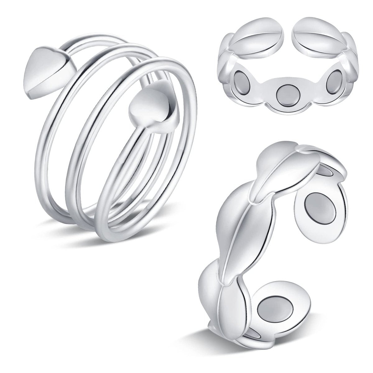 Feraco 2 Stück Kupferringe für Frauen, 99,99 % reines Kupfer Magnetischer Daumenring mit Magnet, Lymphatischer Schmuck Geschenk für Damen
