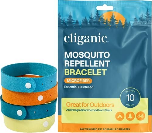 Cliganic Mückenschutz Armbänder aus Mikrofaser (10 Stück) – Für Erwachsene und Kinder, DEET-freie Armbänder