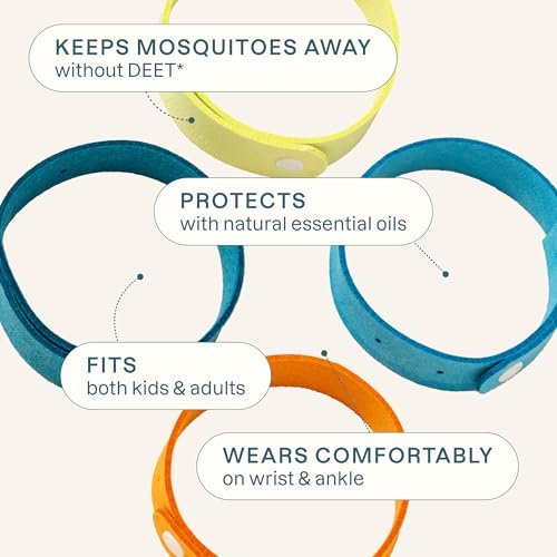 Cliganic Mückenschutz Armbänder aus Mikrofaser (10 Stück) – Für Erwachsene und Kinder, DEET-freie Armbänder