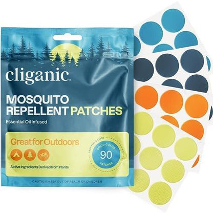 Cliganic Mückenschutz-Sticker (90er-Pack) - Natürliche Citronella-Patches für Kinder & Erwachsene, DEET-frei