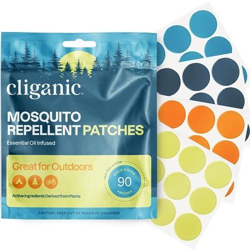 Cliganic Mückenschutz-Sticker (90er-Pack) - Natürliche Citronella-Patches für Kinder & Erwachsene, DEET-frei
