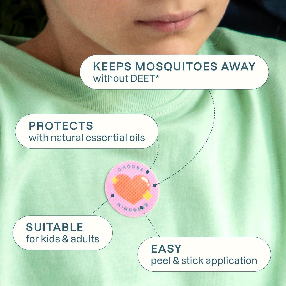 Cliganic Mückenschutz Sticker (90er Pack) - Positive Vibes Patches für Kinder, natürlicher DEET-freier Insektenschutz mit ätherischen Ölen
