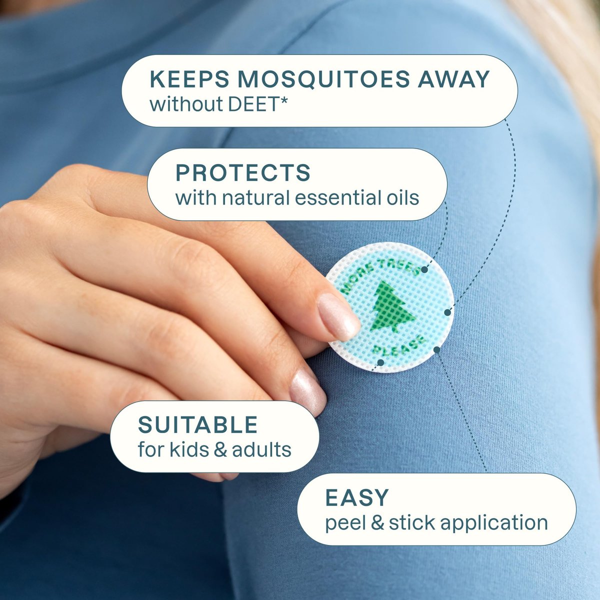 Cliganic Mückenabwehr-Sticker (90er-Pack) – Camping-Patches für Kinder & Erwachsene, natürlich, DEET-frei, mit ätherischen Ölen
