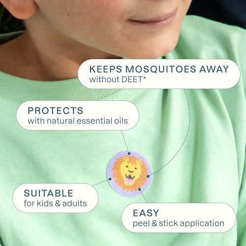 Cliganic Mückenschutz-Sticker (90er-Pack) – Tierische Patches für Kinder, natürlicher DEET-freier Insektenschutz mit ätherischen Ölen