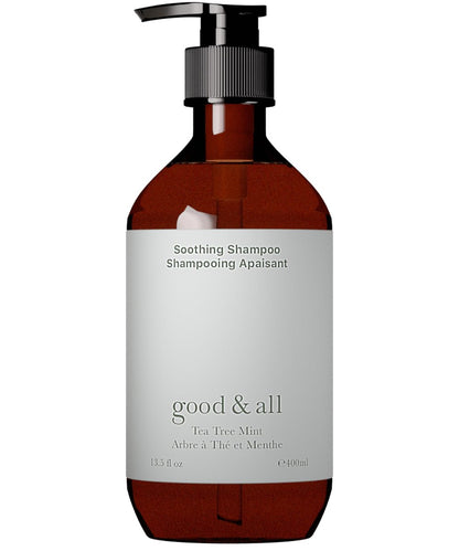 GOOD&ALL Teebaum-Shampoo für trockene, juckende Kopfhaut mit Pfefferminze – Natriumlaurylsulfat/Sulfat-, Silikon-, Paraben- und Duftstofffrei – 400 ml