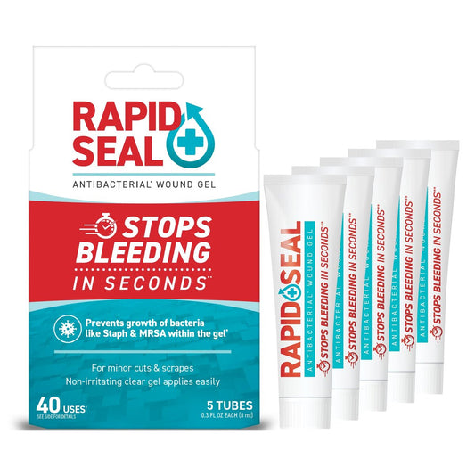Rapid-Seal Wundgel (5 Tuben) | Stoppt Blutungen in Sekunden – Ideal für Schnitte, Schrammen und Rasierschnitte – Erste-Hilfe-Versorgung