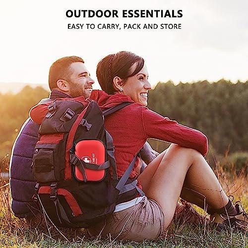 Mini Erste-Hilfe-Set – 120-teiliger wasserdichter Hartschalen-Erste-Hilfe-Kasten für Auto, Zuhause, Büro, Reisen, Camping, Sport, Outdoor, Schule – Notfall-Erste-Hilfe-Ausrüstung und Überlebensset (Rot)