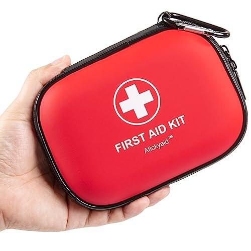 Mini Erste-Hilfe-Set – 120-teiliger wasserdichter Hartschalen-Erste-Hilfe-Kasten für Auto, Zuhause, Büro, Reisen, Camping, Sport, Outdoor, Schule – Notfall-Erste-Hilfe-Ausrüstung und Überlebensset (Rot)