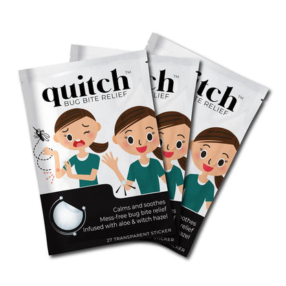 quitch Mückenstich-Pflaster 3x27 Stück, Natürliche Juckreiz-Sticker für Kinder & Baby, Anti-Juckreiz-Creme-Alternative, Mückenstich-Behandlung, Sommerreise- & Camping-Essentials, Beruhigende After-Bite-Pflaster