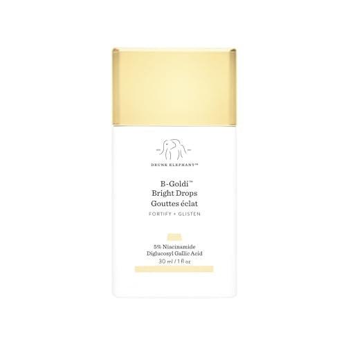Drunk Elephant B-Goldi Bright Drops – 30 ml/1 fl oz – Aufhellende Farbtropfen für strahlende Haut – Saubere klinische Hautpflege – Tierversuchsfrei – Dermatologisch getestet – Frei von ätherischen Ölen, Silikonen und Duftstoffen