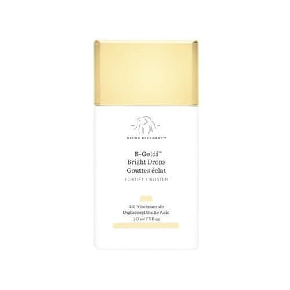 Drunk Elephant B-Goldi Bright Drops – 30 ml/1 fl oz – Aufhellende Farbtropfen für strahlende Haut – Saubere klinische Hautpflege – Tierversuchsfrei – Dermatologisch getestet – Frei von ätherischen Ölen, Silikonen und Duftstoffen