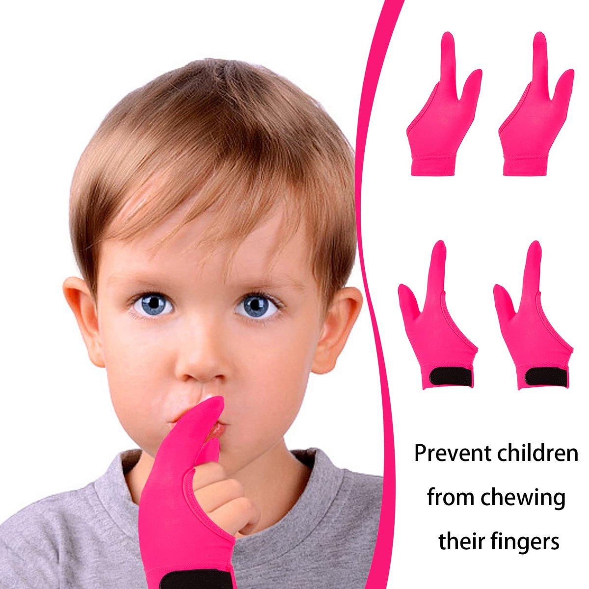 4er-Set Anti-Daumenlutschen Handschuhe für Kinder – Kauschutz-Handschuhe gegen Nägelkauen und Fingerbeißen – Alter 5-12 Jahre