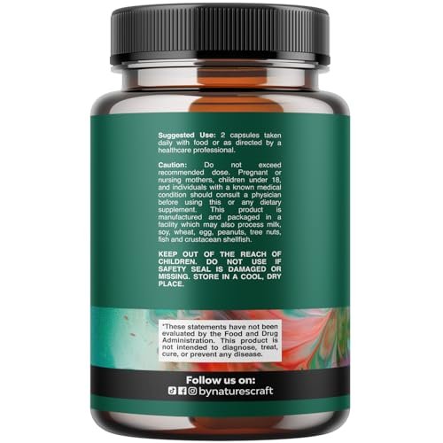Natures Craft Pankreatin-Verdauungsenzyme für die Darmgesundheit – Verdauungsenzyme für Frauen und Männer mit Protease, Lipase und Amylase – gegen Blähungen, für Magen, Fett-, Kohlenhydrat- und Proteinverdauung – 60 Kapseln