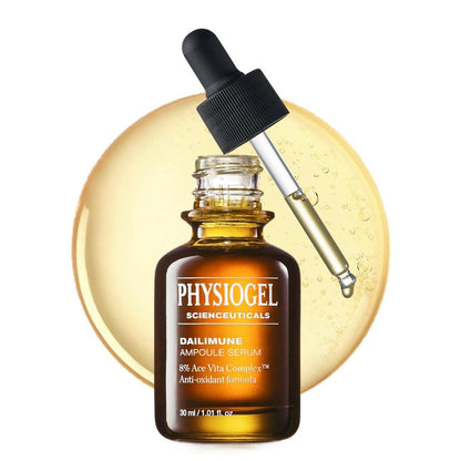 Physiogel Dailimune Ampoule Serum mit 8% Vitamin für einen ebenmäßigen Hautton – Reduziert das Erscheinungsbild dunkler Flecken, leichte Textur, für alle Hauttypen, 30 ml