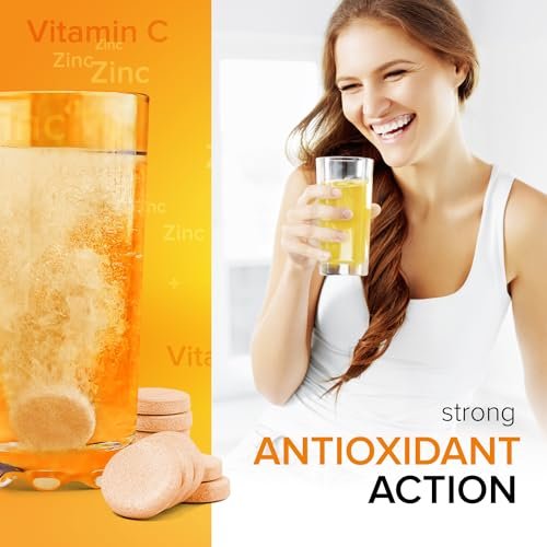 AlpenWell Vitamin C 1000mg + Zink – 20 Brausetabletten, Immunsystem-Unterstützung, Zuckerfrei, Orangen-Geschmack