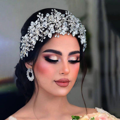 WONRLUA Braut Stirnreif mit Strass – Silberner Haarreif für Hochzeit, Braut Haarschmuck