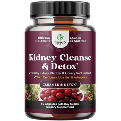Fortschrittliche Nierenunterstützung – Nierenreinigung & Detox mit Cranberry-Extrakt, Bärentraube, Brennnessel & Astragalus – 60 Kapseln