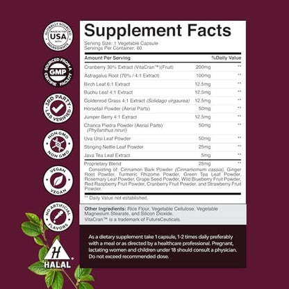 Fortschrittliche Nierenunterstützung – Nierenreinigung & Detox mit Cranberry-Extrakt, Bärentraube, Brennnessel & Astragalus – 60 Kapseln