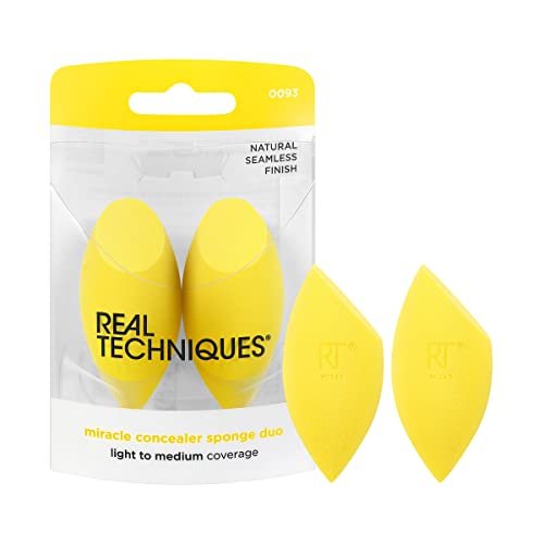 Real Techniques Miracle Concealer Schwamm – Präziser Make-up-Schwamm für Concealer, gelb, 2 Stück