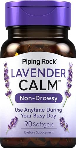 Piping Rock Lavendel Beruhigungs-Kapseln | 90 Softgels | Nicht müde machendes Nahrungsergänzungsmittel | Non GMO, Glutenfrei