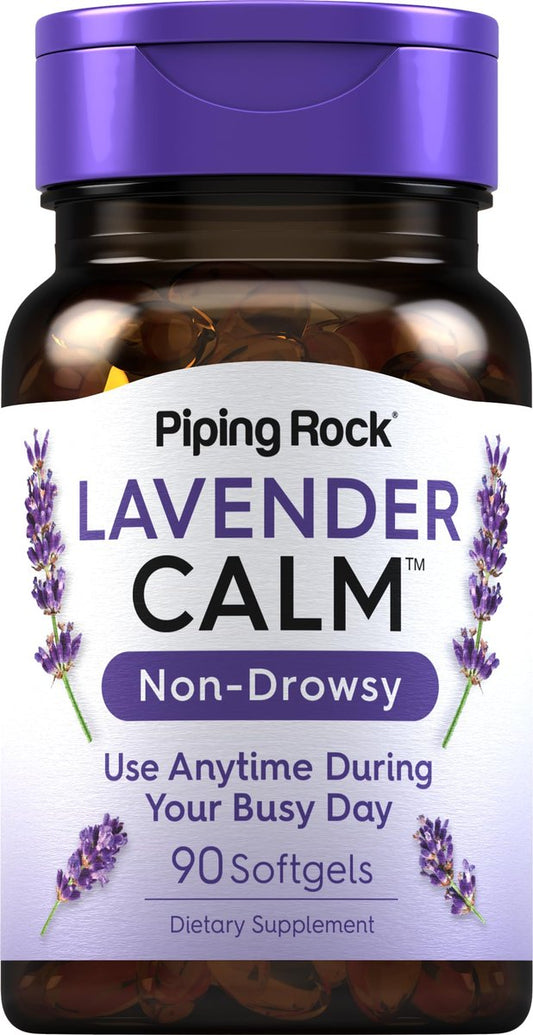 Piping Rock Lavendel Beruhigungs-Kapseln | 90 Softgels | Nicht müde machendes Nahrungsergänzungsmittel | Non GMO, Glutenfrei