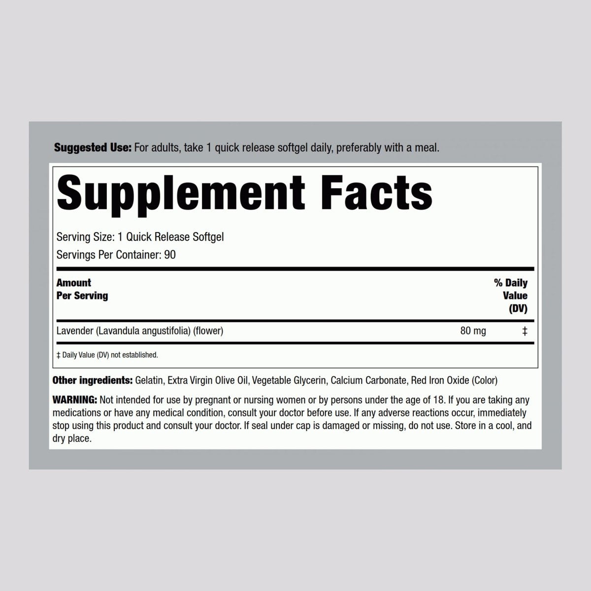 Piping Rock Lavendel Beruhigungs-Kapseln | 90 Softgels | Nicht müde machendes Nahrungsergänzungsmittel | Non GMO, Glutenfrei