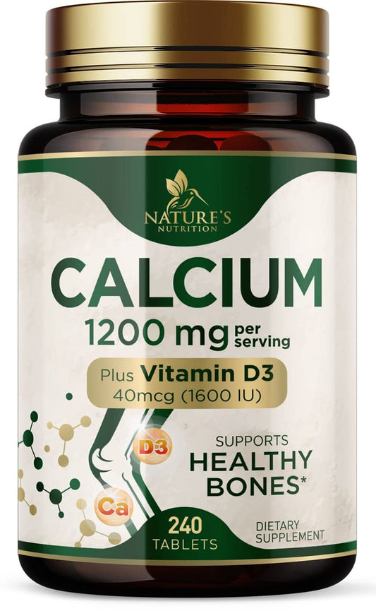 Calcium 1200 mg mit Vitamin D3 - pro Portion - Knochengesundheit Nahrungsergänzung - Vitamin D & Calcium Kapseln für Frauen & Männer - Knochenstärke Unterstützung - Natürliche Calcium Tabletten - Hergestellt in den USA - 240 Tabletten