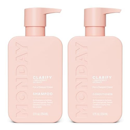 MONDAY HAIRCARE Klärendes Shampoo & Conditioner Set 12 oz für fettiges Haar mit Grapefruit-Extrakt, Kokosöl, Sheabutter, Vitamin E und Pro-Vitamin B5