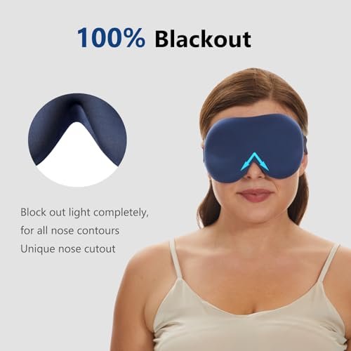 ALASKA BEAR 100% Blackout Schlafmaske – Bequeme 3D Kontur-Augenmaske mit Null Druck auf Augenlidern & Wimpern, Inklusive Ohrstöpsel, A1 Haze Blue