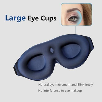 ALASKA BEAR 100% Blackout Schlafmaske – Bequeme 3D Kontur-Augenmaske mit Null Druck auf Augenlidern & Wimpern, Inklusive Ohrstöpsel, A1 Haze Blue