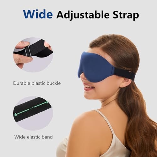 ALASKA BEAR 100% Blackout Schlafmaske – Bequeme 3D Kontur-Augenmaske mit Null Druck auf Augenlidern & Wimpern, Inklusive Ohrstöpsel, A1 Haze Blue
