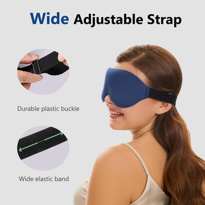 ALASKA BEAR 100% Blackout Schlafmaske – Bequeme 3D Kontur-Augenmaske mit Null Druck auf Augenlidern & Wimpern, Inklusive Ohrstöpsel, A1 Haze Blue