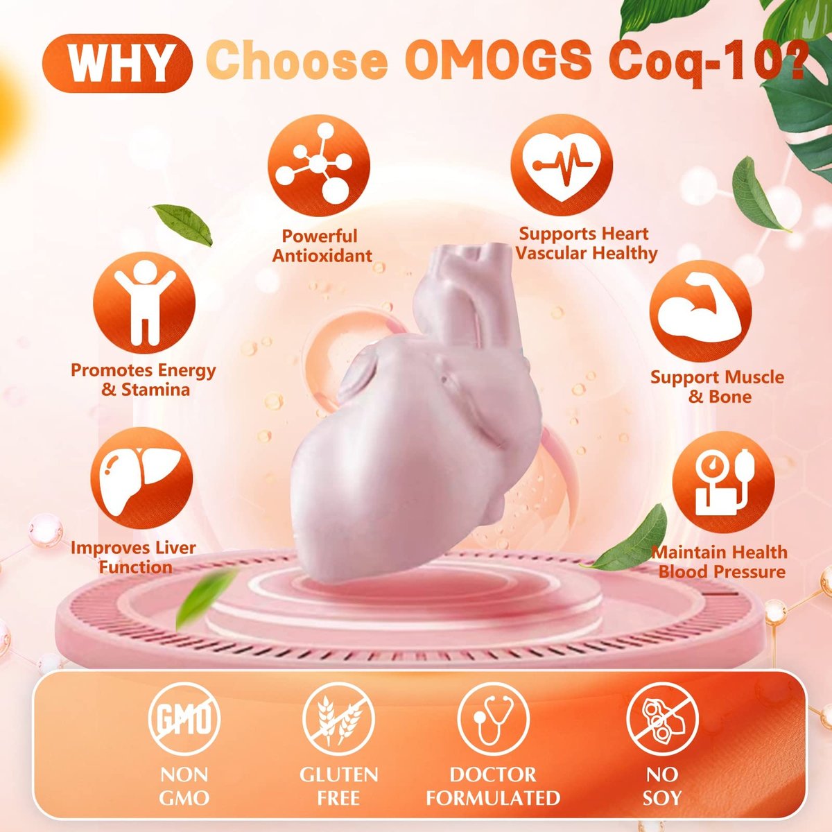 OMOGS CoQ10 400mg Softgels – Hochdosiertes Coenzym Q10 für Herzgesundheit, Immunsystem & Zellenergie, Glutenfrei, 90 Softgels